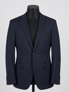 BOSS Navy Single-Breasted Super120 Two-Button Suit Jacket
